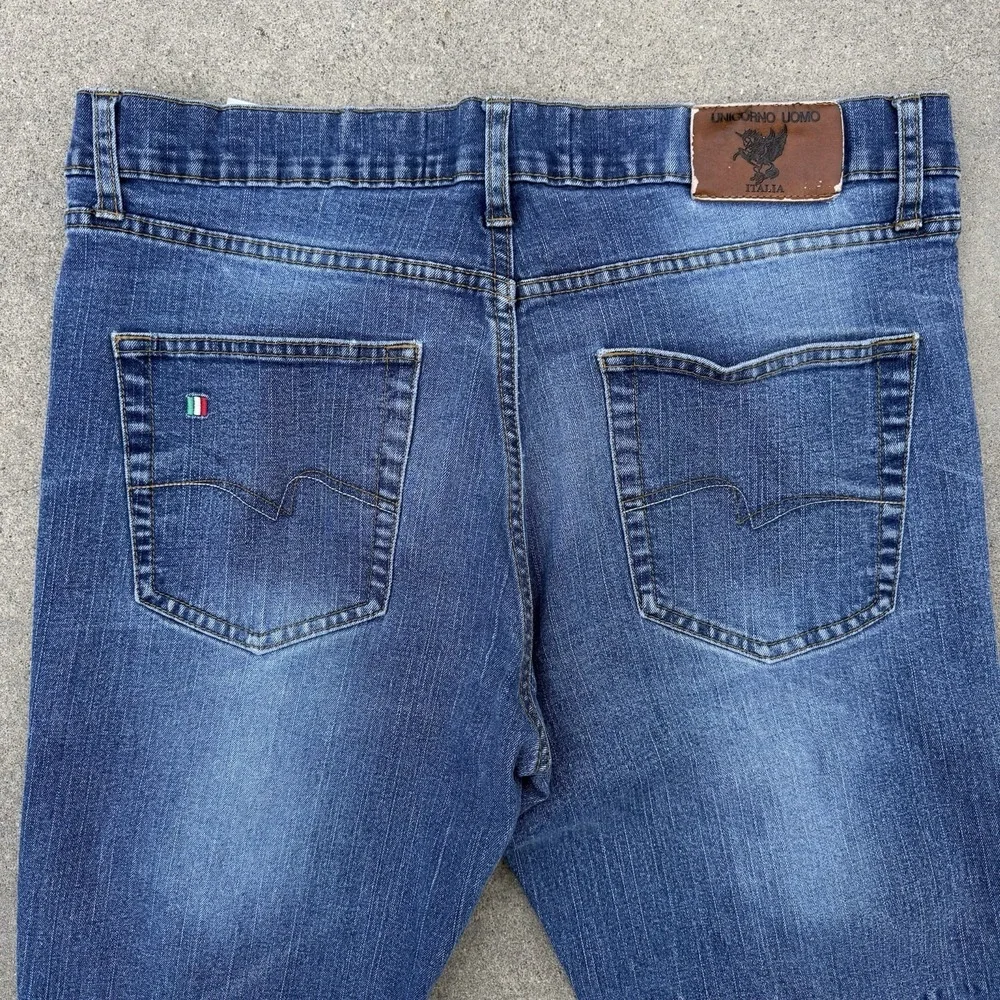 Y2K Unicorno Uomo‎ Italia Jeans Mens 34x30 Blue Denim Straight Leg Made in Italy